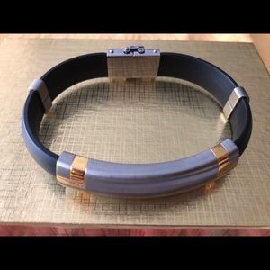 Edforce stainless steel/black rubber Mens bracelet